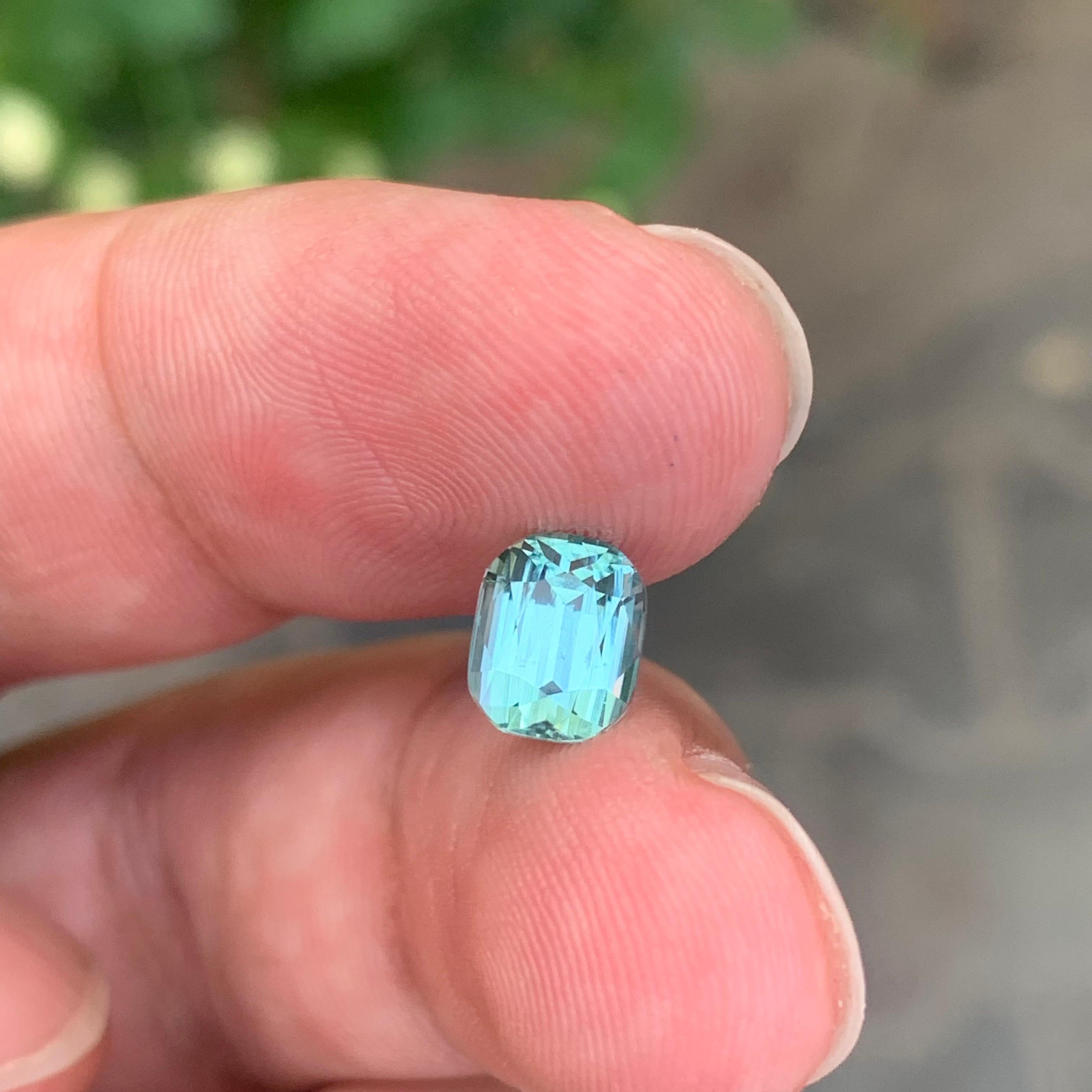1.80 Carat Natural Seafoam Tourmaline Cushion Shape loose Gemstone For Sale 3