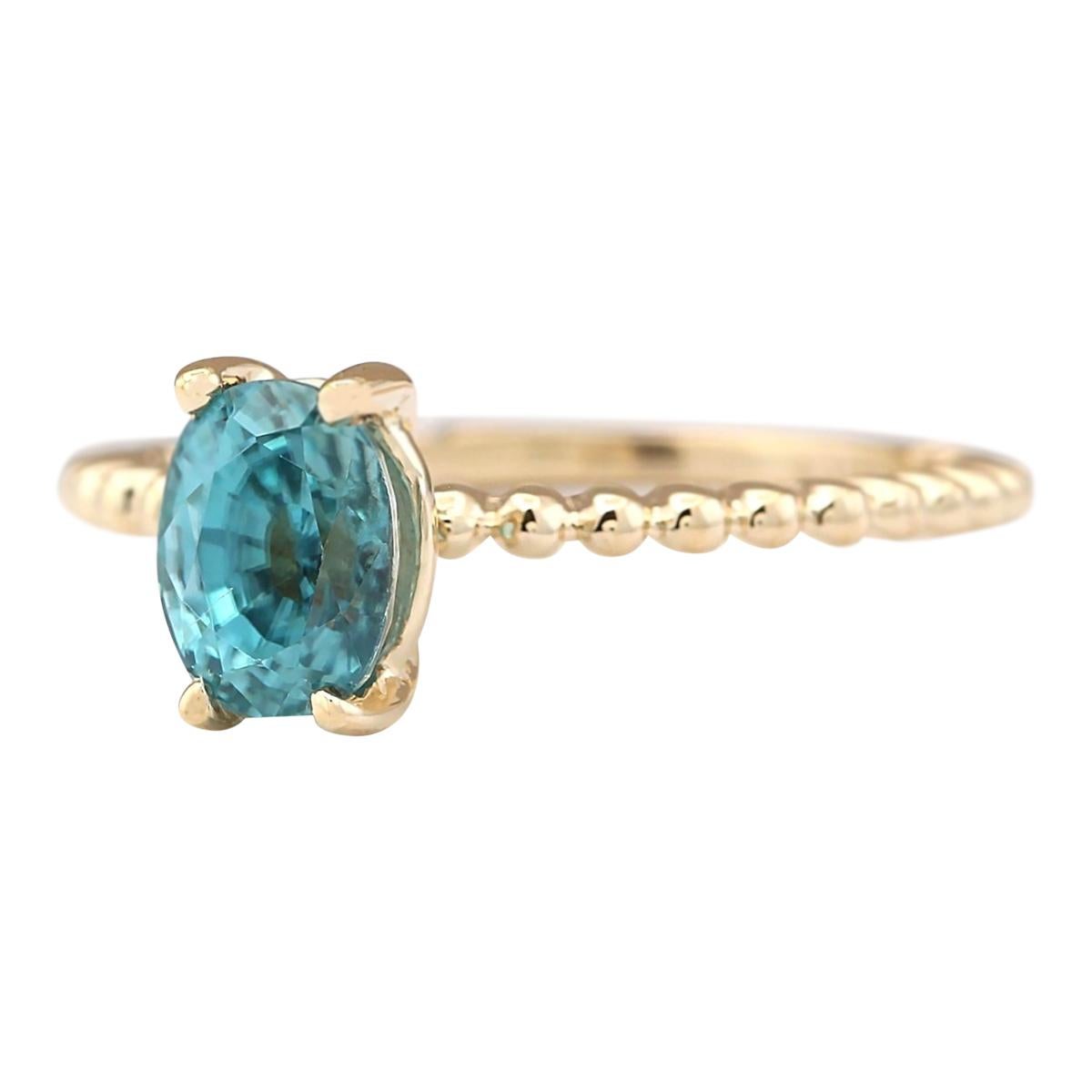 Stamped: 14K Yellow Gold
Total Ring Weight: 2.0 Grams
Total Natural Zircon Weight is 1.80 Carat
Color: Blue
Face Measures: 7.00x5.00 mm
Sku: [703275W]