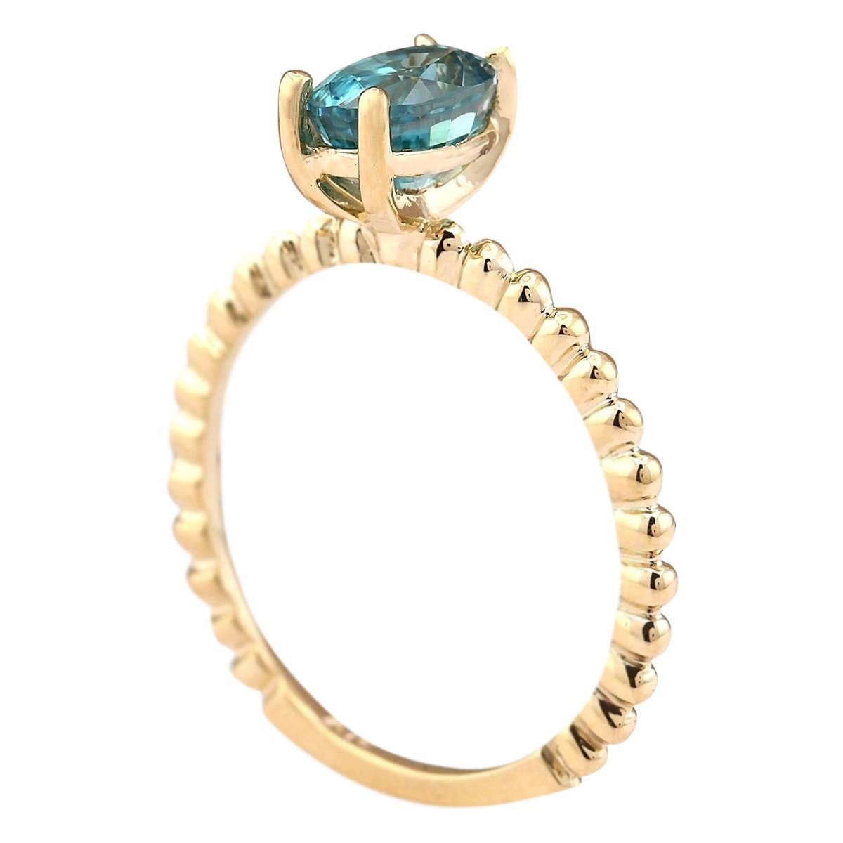 Oval Cut Natural Zircon Ring In 14 Karat Yellow Gold  For Sale