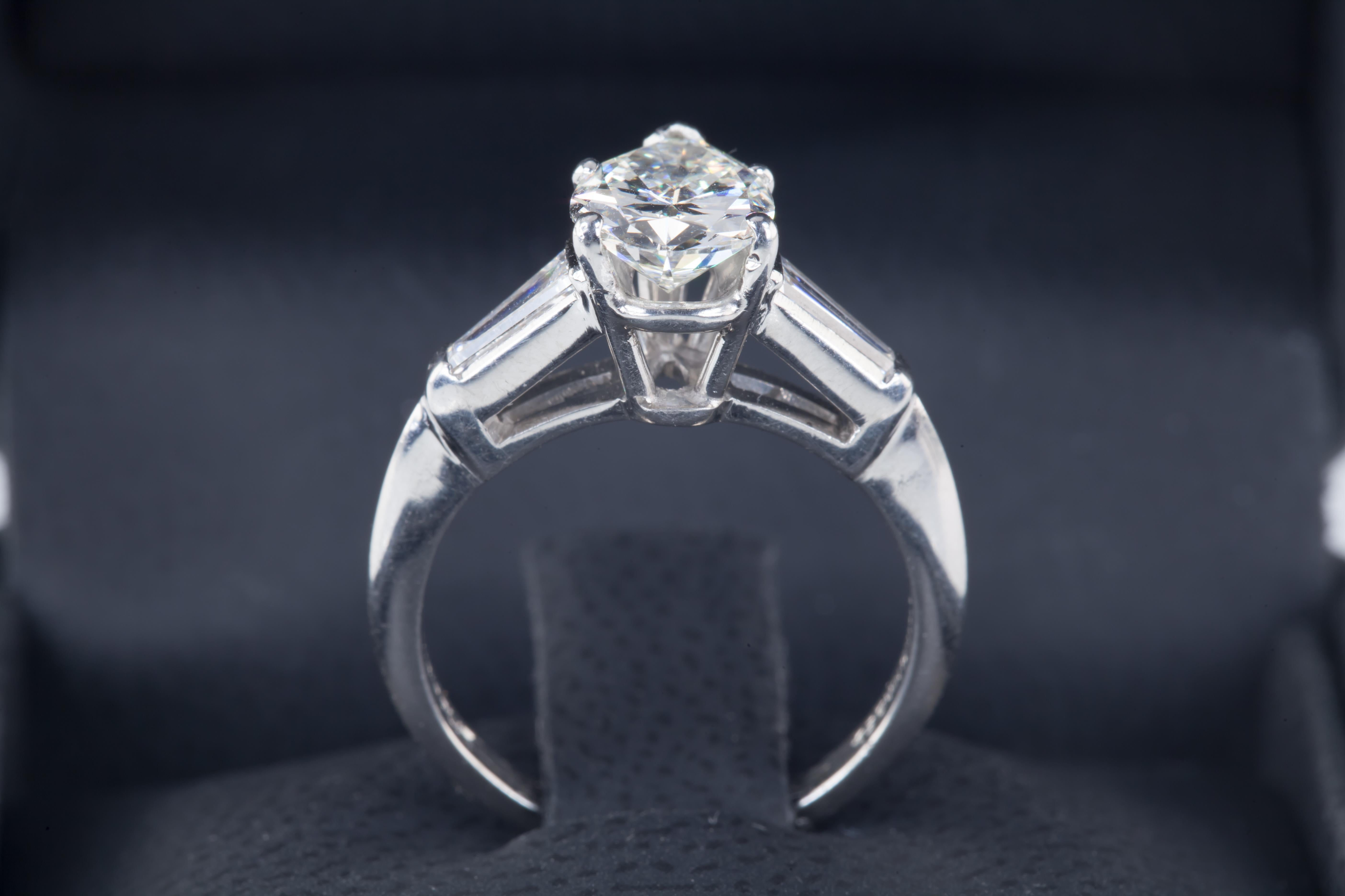 Women's 1.80 Carat Pear Shape Diamond Platinum Engagement Ring with Accent Stones