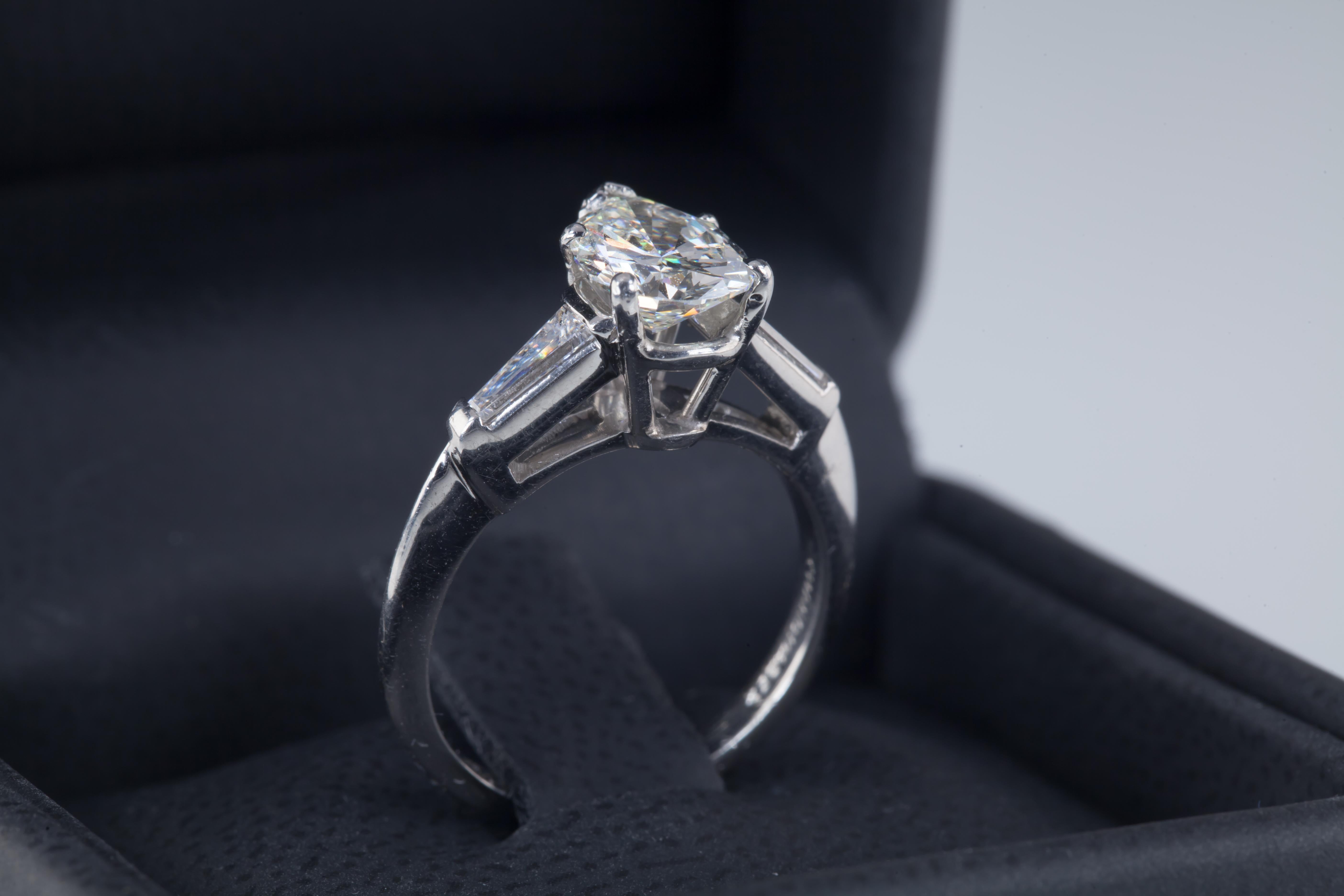 1.80 Carat Pear Shape Diamond Platinum Engagement Ring with Accent Stones 2