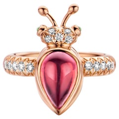 Anello moderno con tormalina rosa e tsavorite da 1,80 carati in oro rosa 18 carati e diamanti
