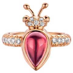 Moderner Ring aus 18 Karat Roségold mit 1,80 Karat rosa Turmalin und Tsavorit