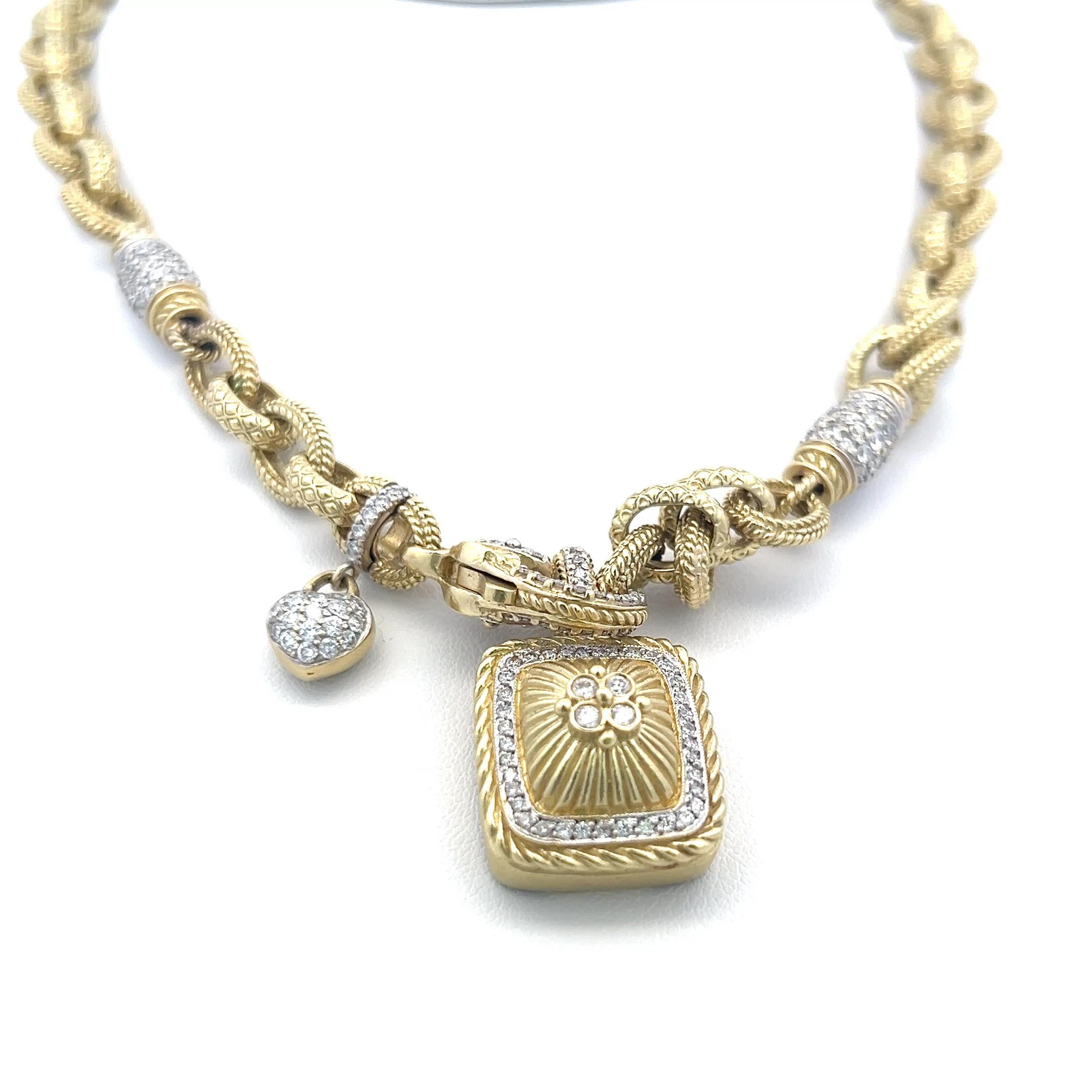 Collier à breloques 18 carats avec diamants ronds brillants de 1,80 carat et citrine 12-16 mm Bon état - En vente à New York, NY