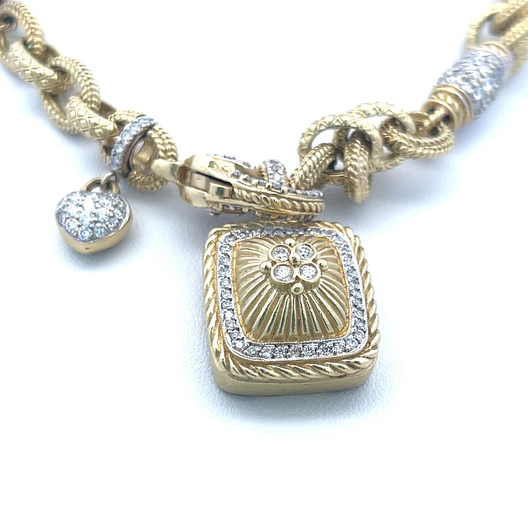 Collier à breloques 18 carats avec diamants ronds brillants de 1,80 carat et citrine 12-16 mm Pour femmes en vente