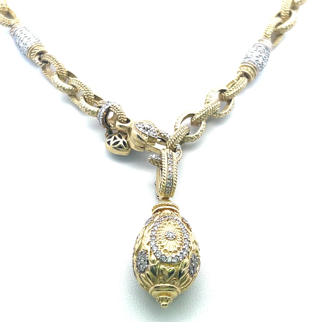 Collier à breloques 18 carats avec diamants ronds brillants de 1,80 carat et citrine 12-16 mm en vente 1