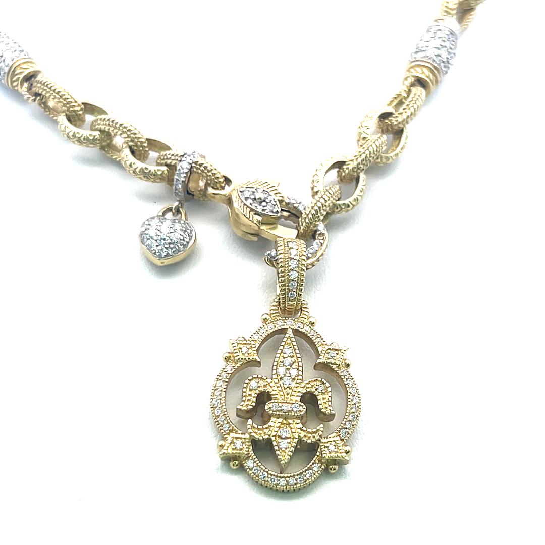 Collier à breloques 18 carats avec diamants ronds brillants de 1,80 carat et citrine 12-16 mm en vente 2