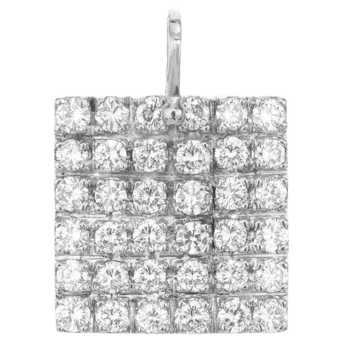 Pendentif en or blanc 14k avec diamant rond de 1,80 carat en vente