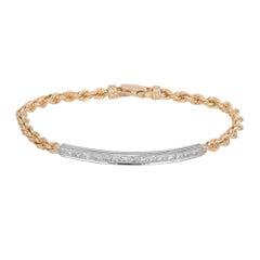 1.80 Carat Round Diamond Two Tone 14k Yellow White Gold Rope Bracelet