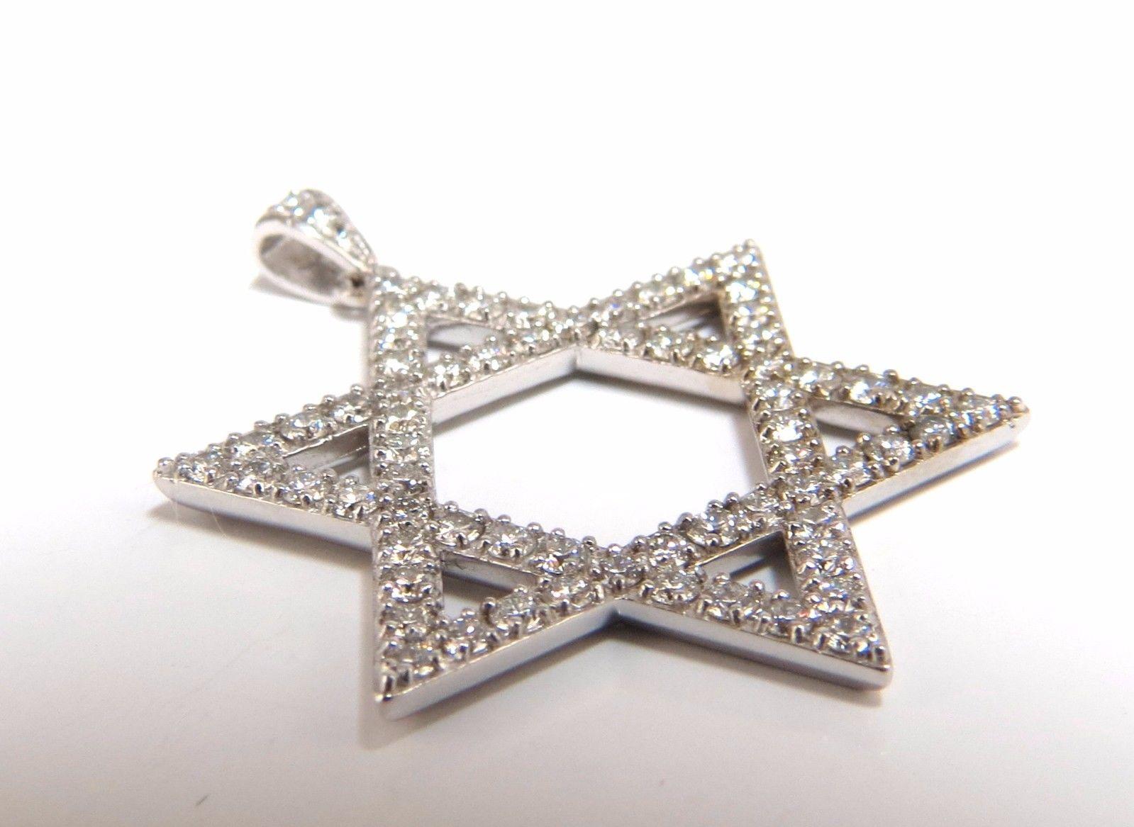 da uomo o donna Ciondolo a stella con diamanti naturali rotondi da 1,80 carati, 14 carati. in vendita