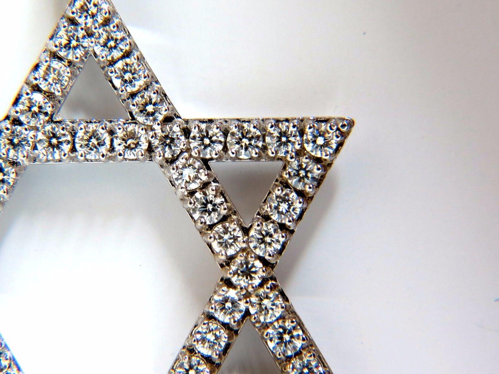 1.80 Carat Round Natural Diamonds Star Pendant 14 Karat Huge For Sale 1