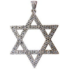 1.80 Carat Round Natural Diamonds Star Pendant 14 Karat Huge*