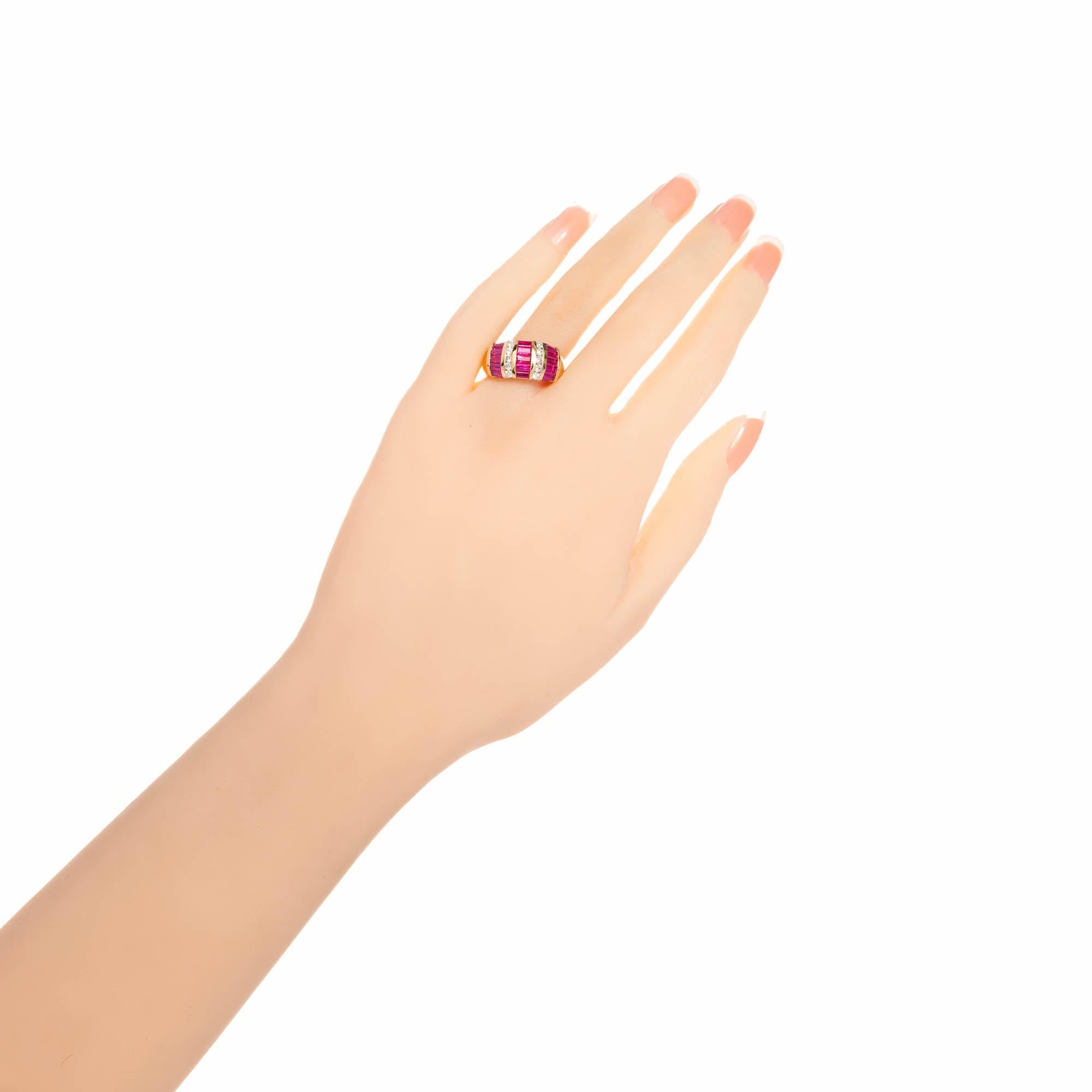 Bague cocktail en or jaune avec diamants et rubis de 1,80 carat Pour femmes en vente