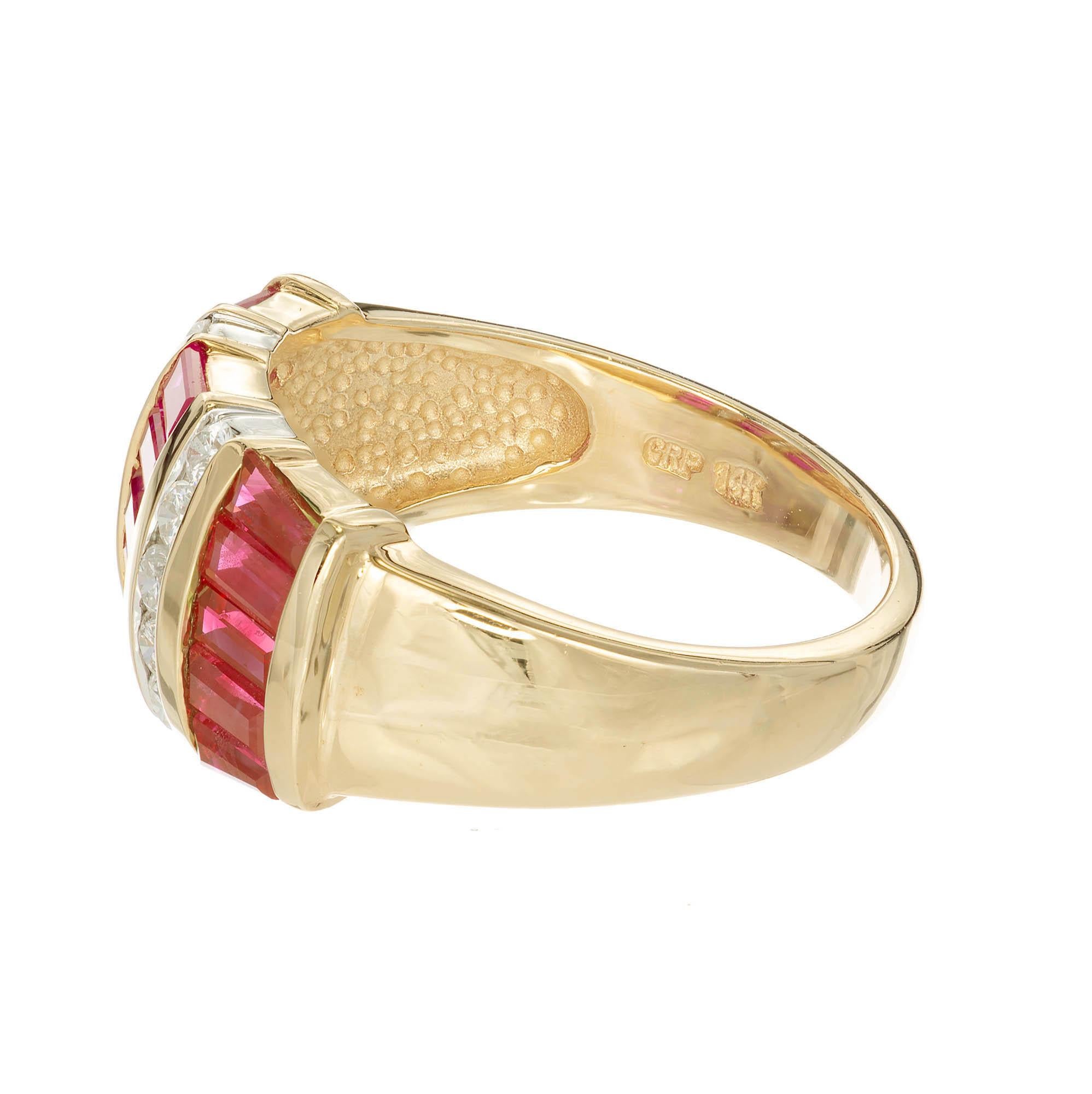 1.80 Carat Ruby Diamond Yellow Gold Cocktail Ring For Sale 1