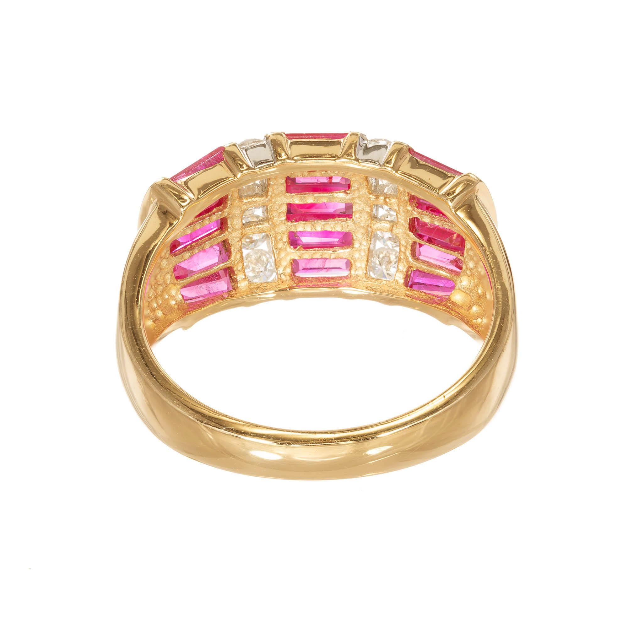 1.80 Carat Ruby Diamond Yellow Gold Cocktail Ring For Sale 2