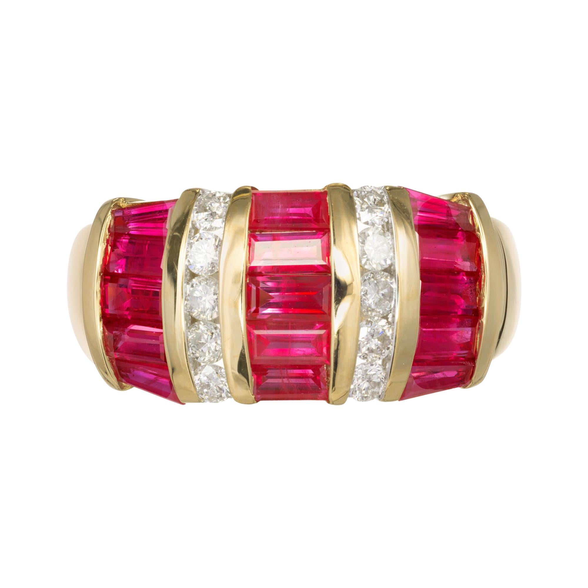 1.80 Carat Ruby Diamond Yellow Gold Cocktail Ring For Sale