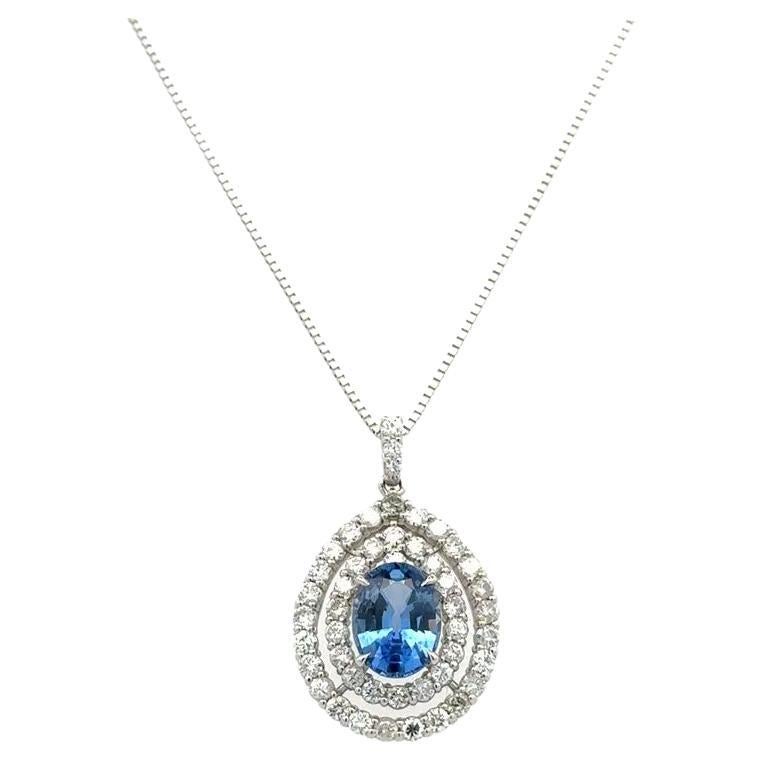 Modernista Collana con zaffiro GIA e diamanti da 1,80 carati in vendita