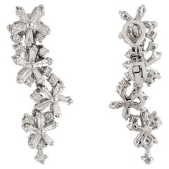 1.80 Carat SI Clarity HI Color Baguette Diamond Earrings 14k White Gold Jewelry