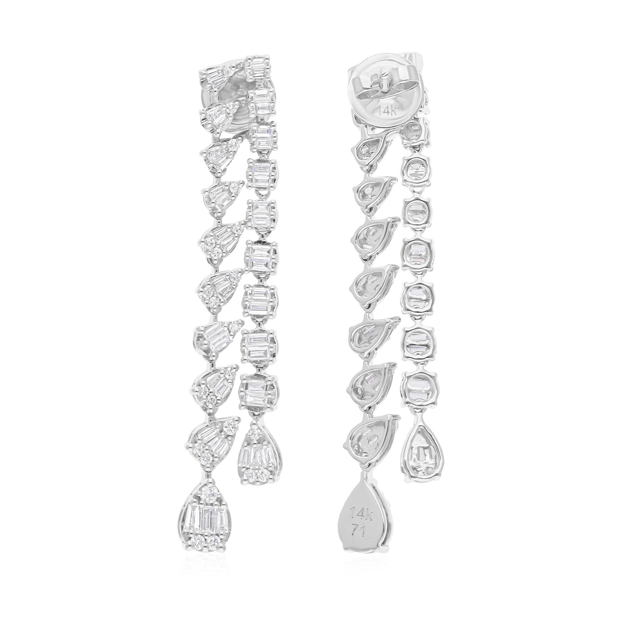 1,80 Karat SI Reinheit HI Farbe Baguette Diamant Ohrringe 18 Karat Weißgold im Angebot 1