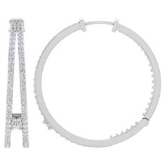 1.80 Carat SI Clarity HI Color Diamond Hoop Earrings 18 Karat White Gold Jewelry