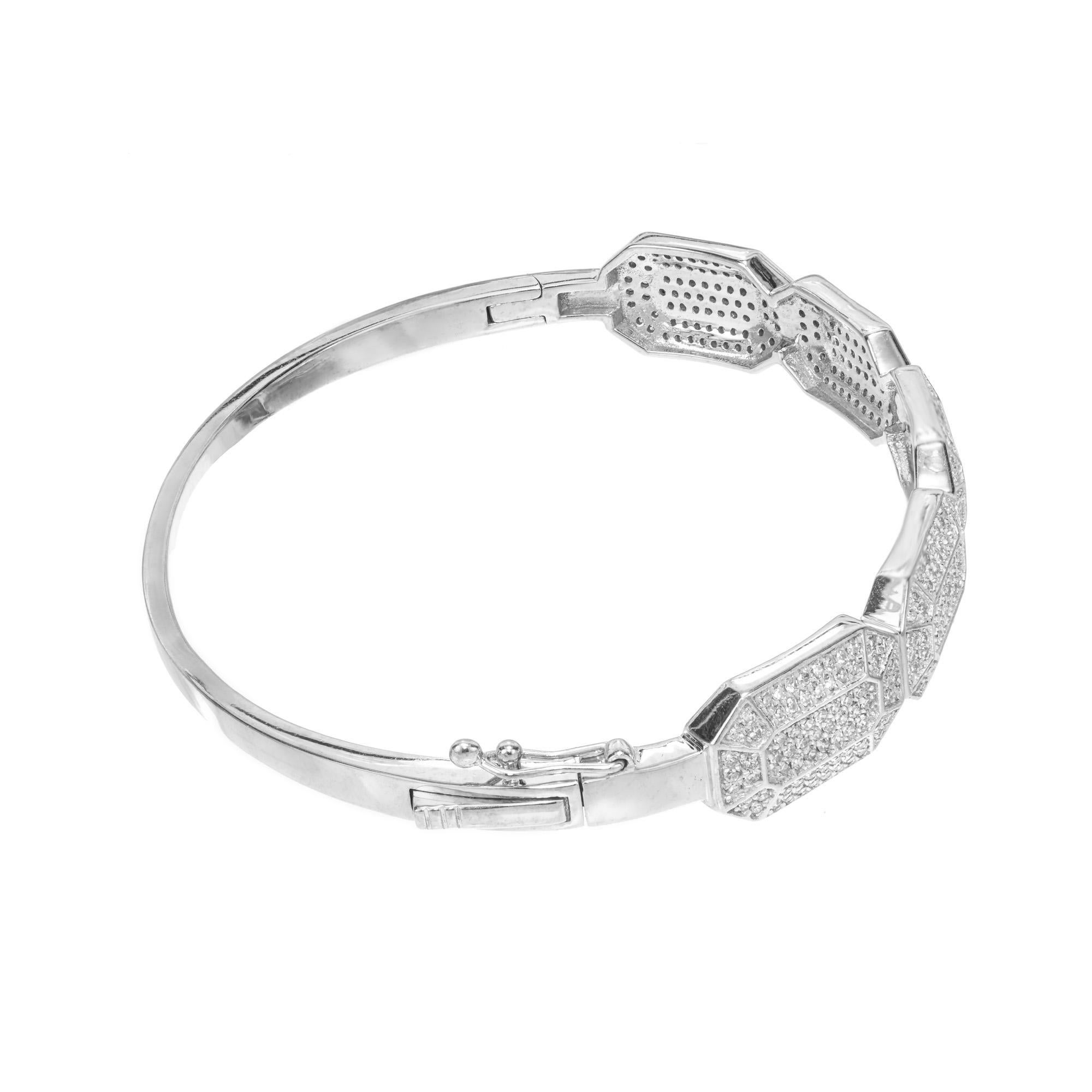 Round Cut 1.80 Carat Single Cut Diamond White Gold Bangle Bracelet For Sale