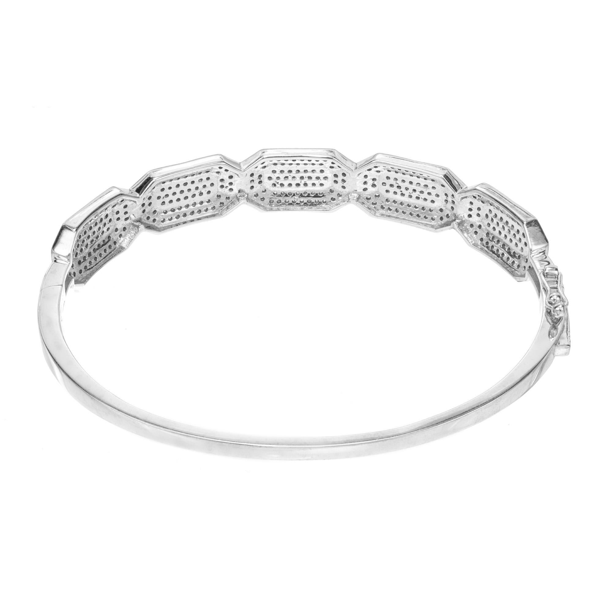 1.80 Carat Single Cut Diamond White Gold Bangle Bracelet In Good Condition For Sale In Stamford, CT