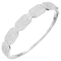 1.80 Carat Single Cut Diamond White Gold Bangle Bracelet