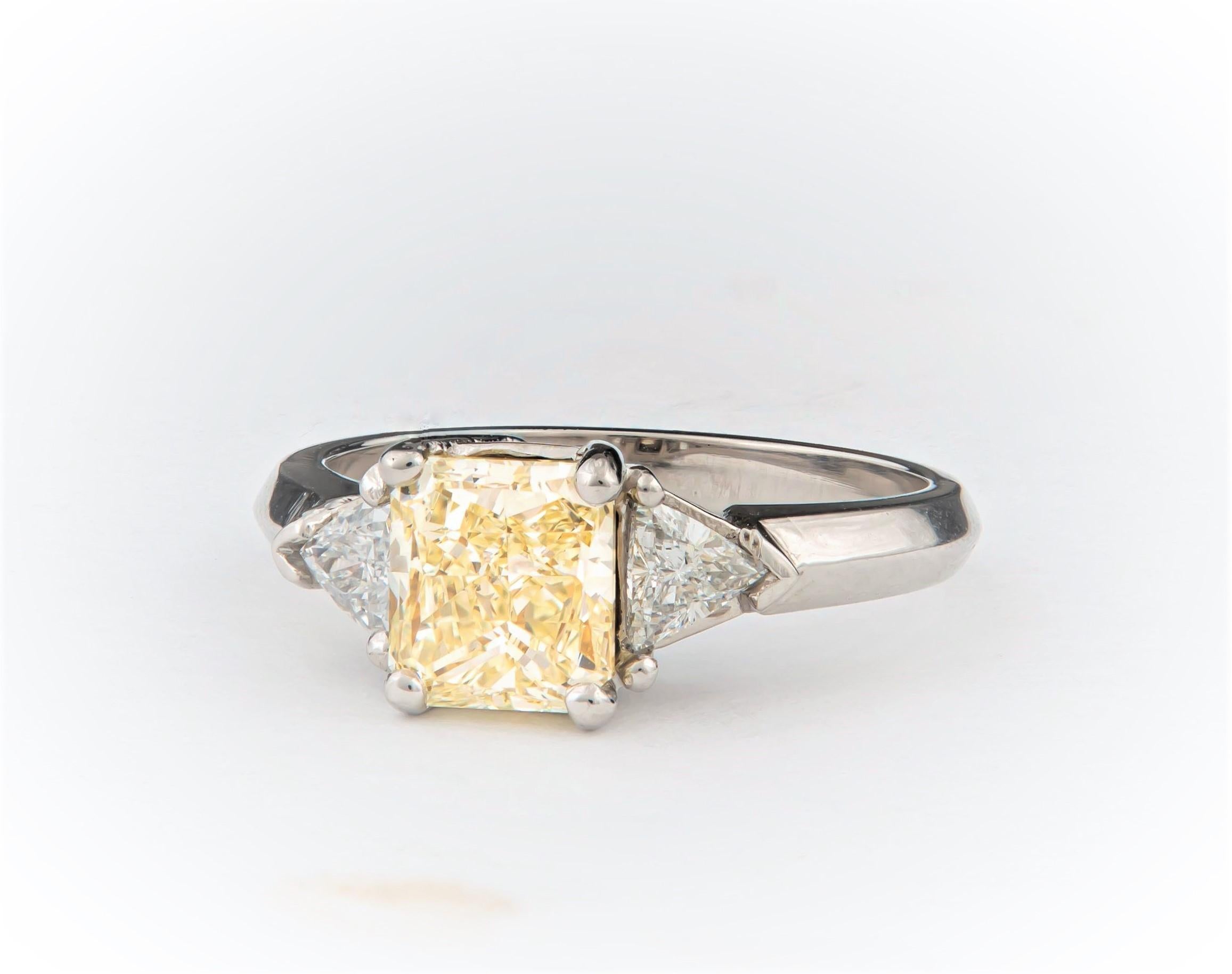 1.80 Carat Total Radiant Diamond 'GIA', Three-Stone Diamond Ring 1