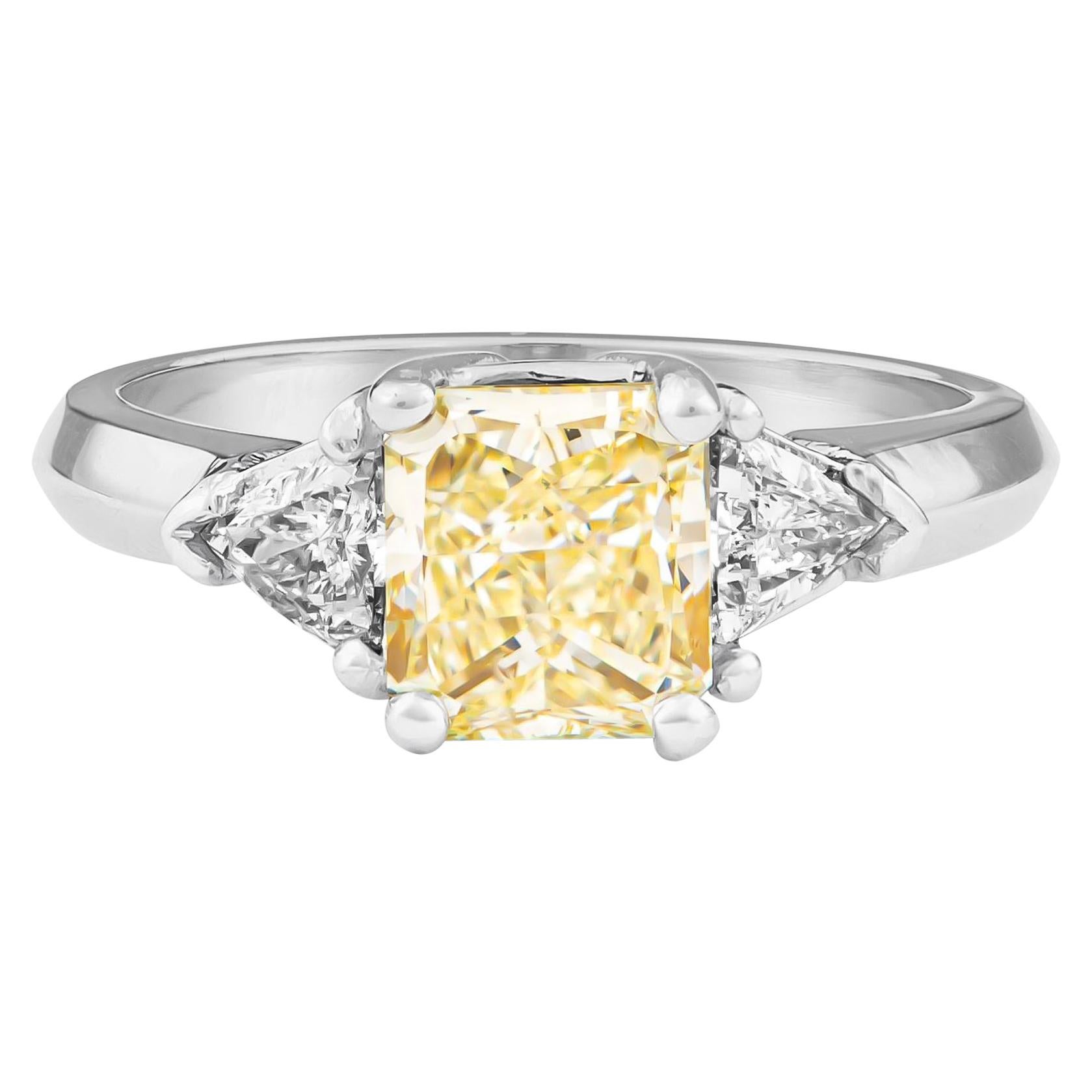 1.80 Carat Total Radiant Diamond 'GIA', Three-Stone Diamond Ring