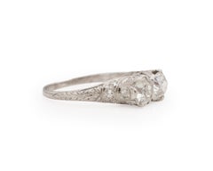 Bague de fiançailles Art déco en platine avec diamants d'un poids total de 1.80 carat