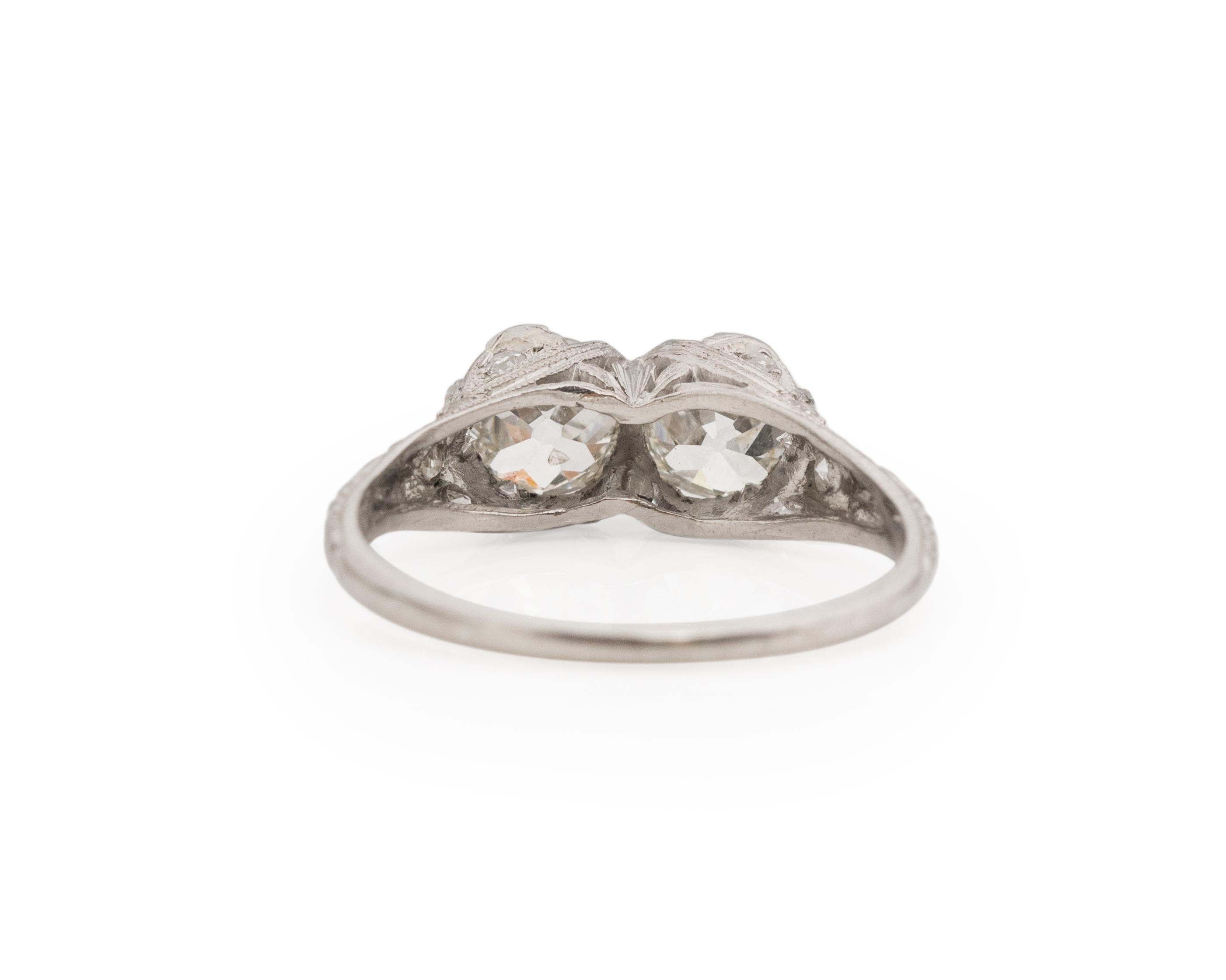 1.80 Carat Total Weight Art Deco Diamond Platinum Engagement Ring In Good Condition For Sale In Atlanta, GA