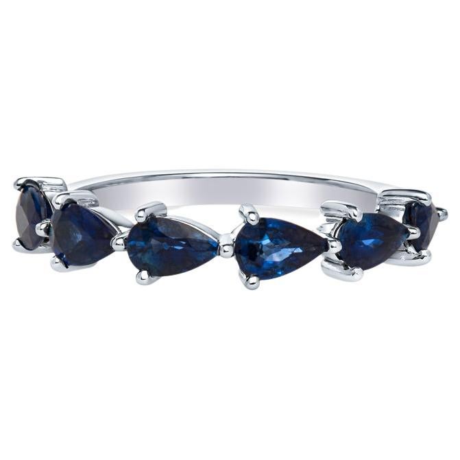 1.80 Carat Total Weight Natural Blue Sapphire Chasing Pear Band  For Sale