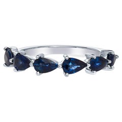 1.80 Carat Total Weight Natural Blue Sapphire Chasing Pear Band 