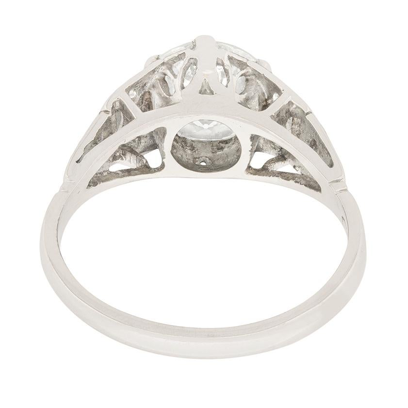 Women's or Men's 1.80 Carat Transitional Cut Art Deco Engagement Ring, c.1930s