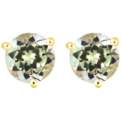 1.80 Carat Natural Color Changing Anatolite Stud Earrings in Yellow Gold