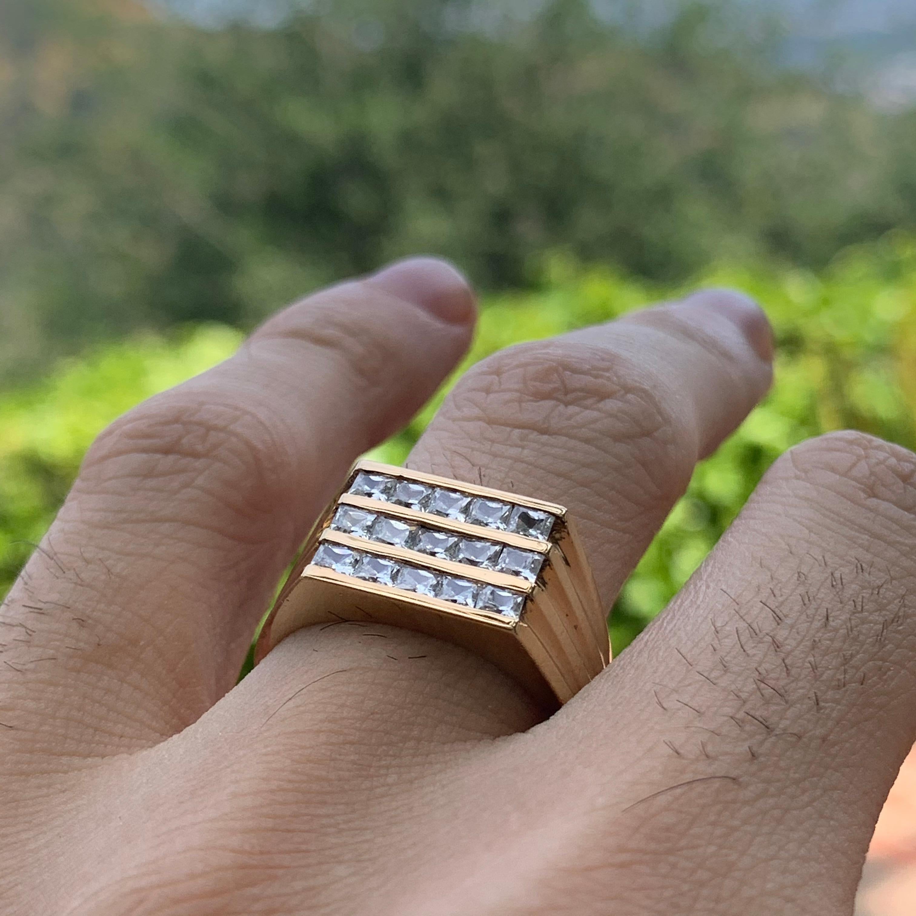 1.80 Carat TW Men's Diamond Ring / Wedding Ring / Band, 14 Karat Princess Cuts In New Condition For Sale In West Hollywood, CA