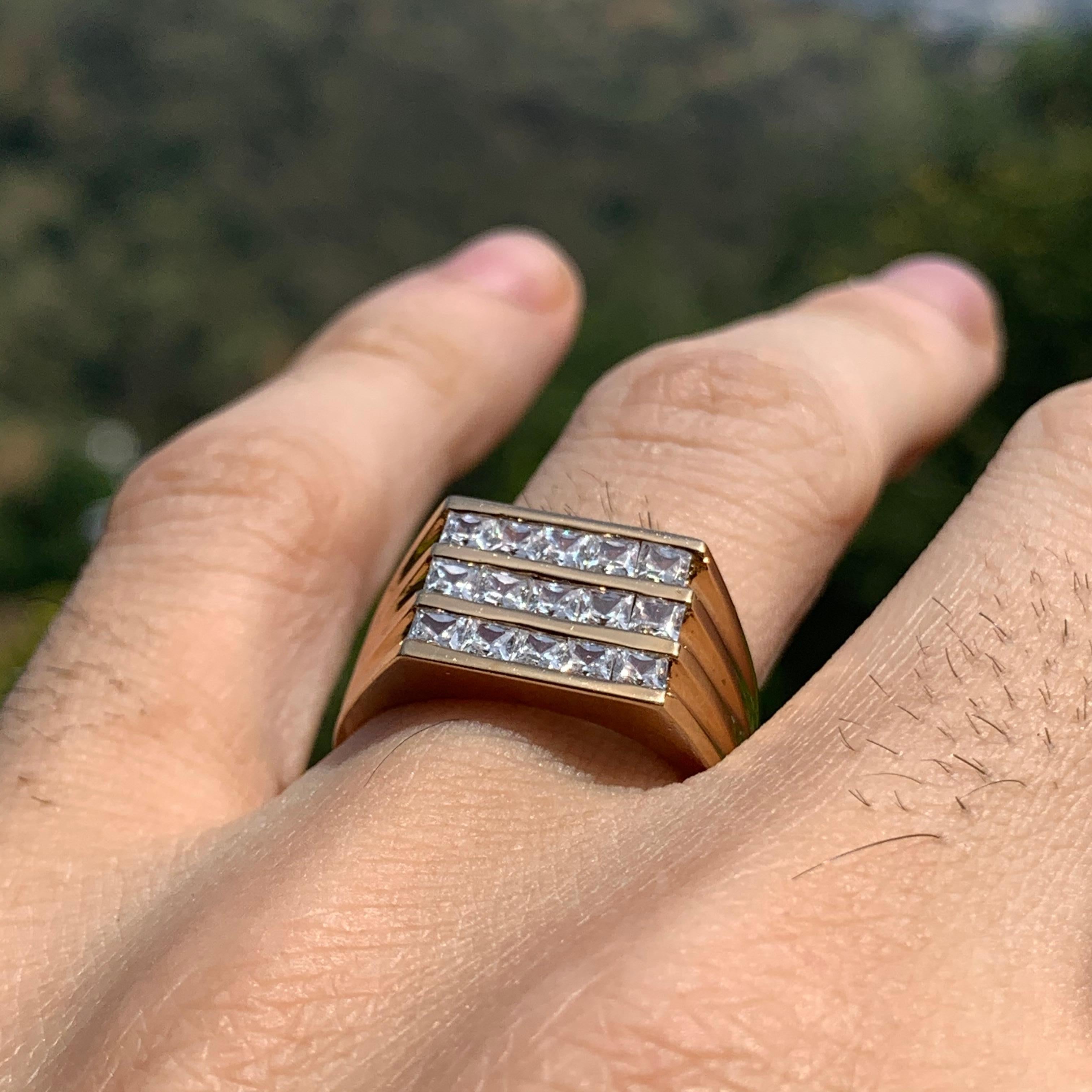 Women's 1.80 Carat TW Men's Diamond Ring / Wedding Ring / Band, 14 Karat Princess Cuts For Sale