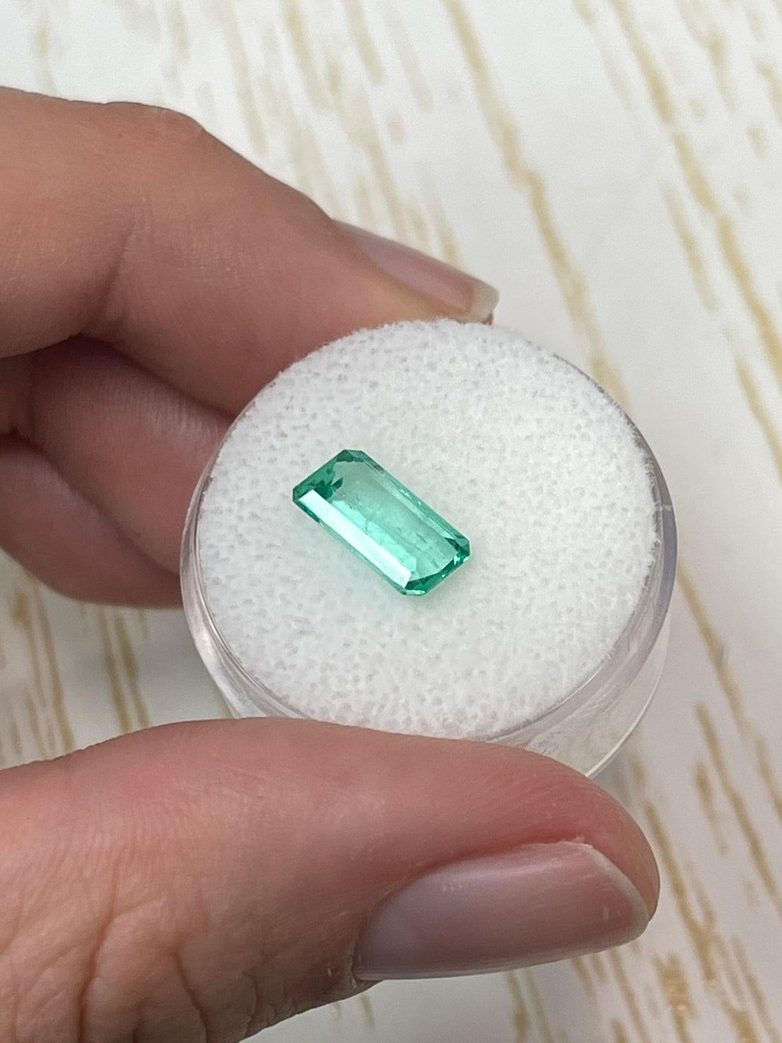 1.80 Carat VVS 10x6 Bluish Green Colombian Emerald - Emerald Cut Muzo Mine For Sale 1