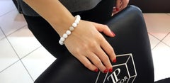 Tresor Paris 1.80 Carat White Diamond 18 KT Yellow Gold Ceramic Bead Bracelet