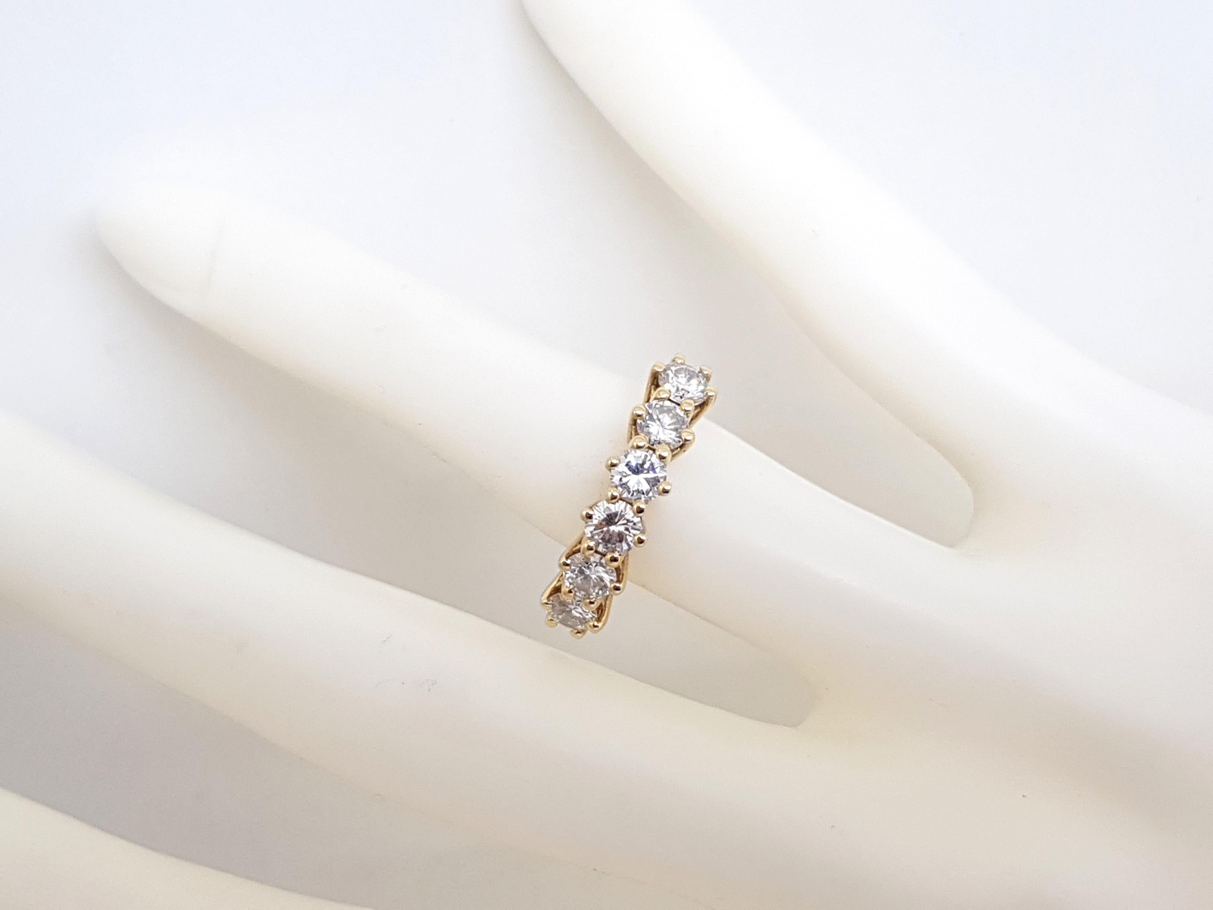 1.80 Carat Yellow Gold Diamond Memory Ring For Sale 6