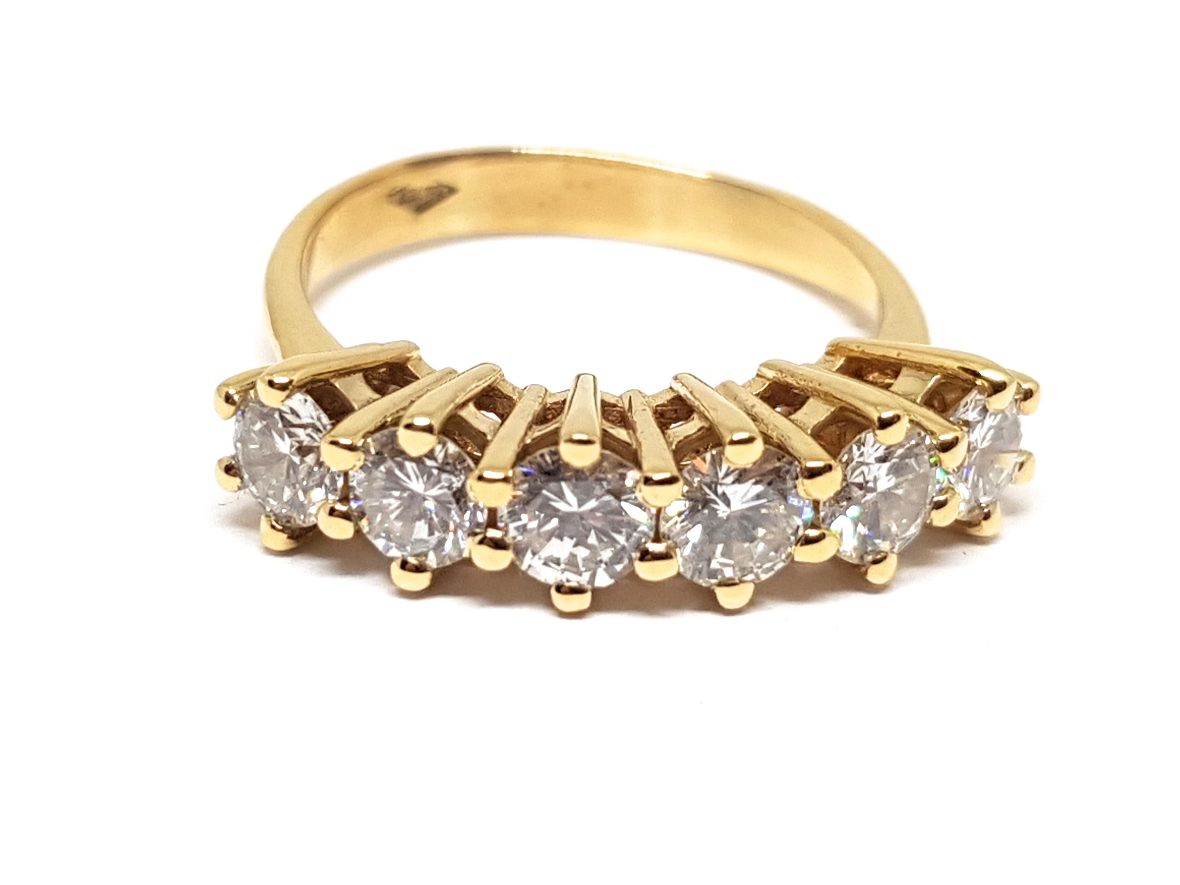 1.80 Carat Yellow Gold Diamond Memory Ring For Sale 1