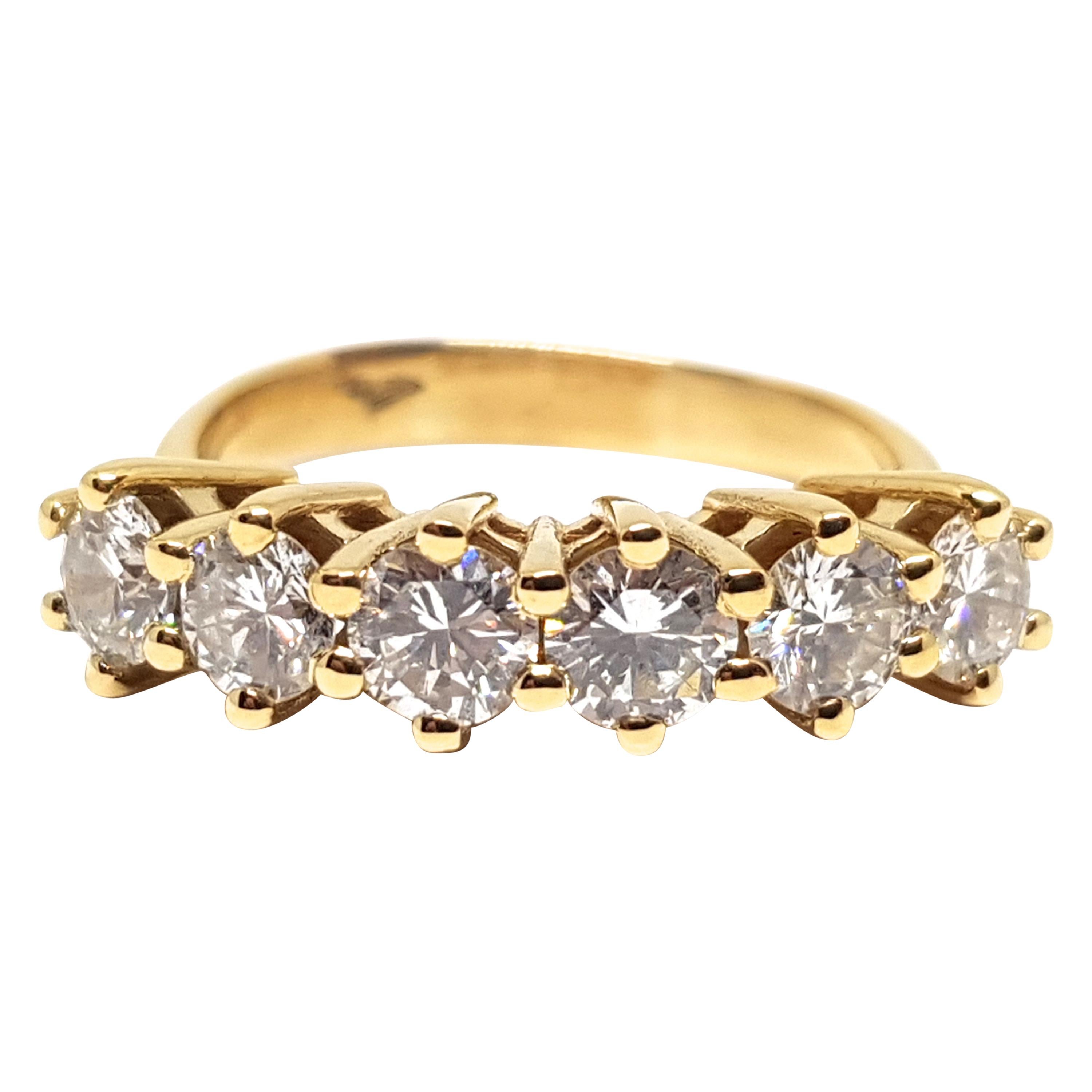 1.80 Carat Yellow Gold Diamond Memory Ring For Sale