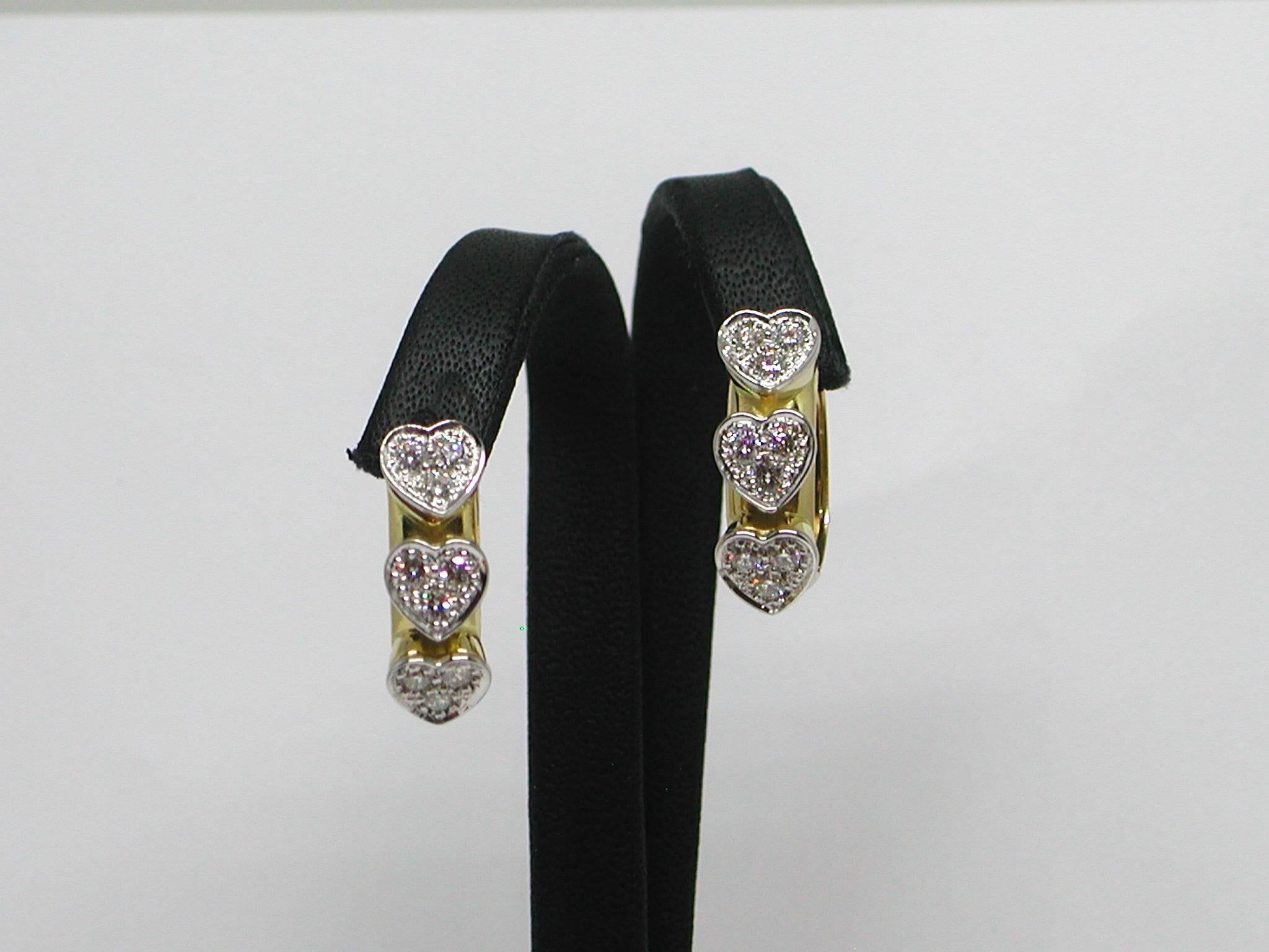 Contemporary 1.80 Carat Yellow White Gold Diamond Earrings For Sale