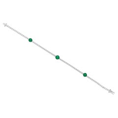 Bracciale con smeraldo dello Zambia da 1,80 carati Diamante SI/H da 2,37 carati Oro bianco 18 carati