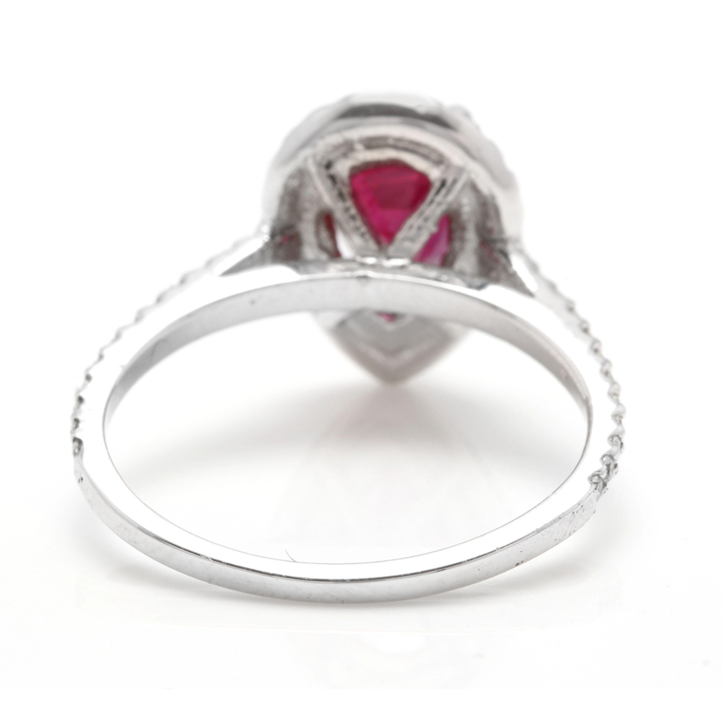 1.80 Carat Impressive Red Ruby and Natural Diamond 14 Karat White Gold Ring In New Condition For Sale In Los Angeles, CA