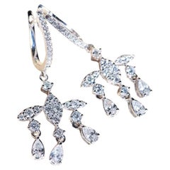 1.80 Carats Mixed Shape Diamonds 18K Gold Earrings