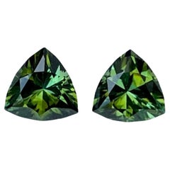 1.80 carats Olive Green Tourmaline Stone Pair Trillion Cut Afghan Gemstone