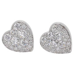 Diamants 1,80 carat F- G  Boucles d'oreilles VVS Heart Stud 18 Kt