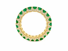 1.80 Ct Emerald Diamond Eternity Ring 14K Gold 1.50 Ct HI VS Diamond Eternity