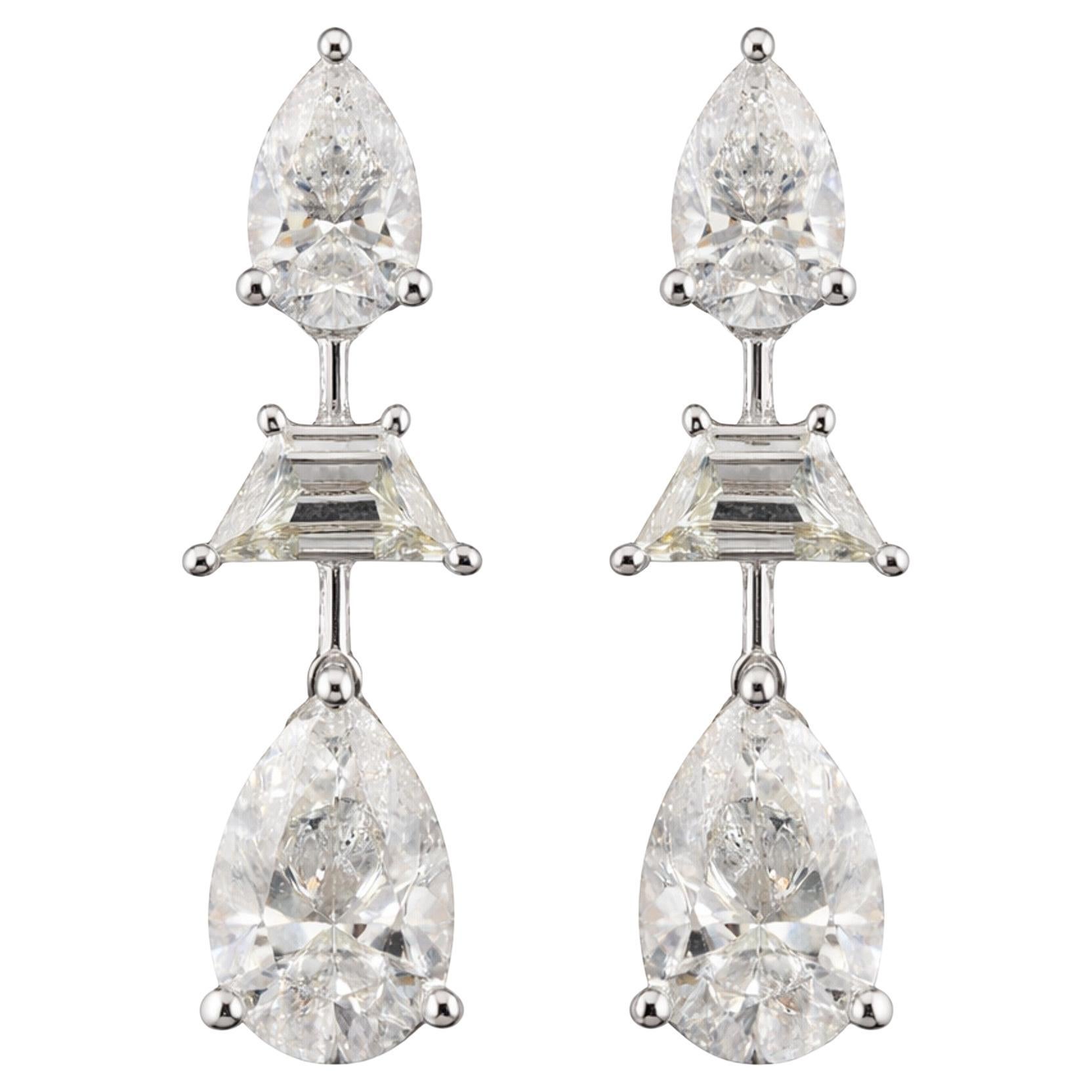 1.80 Ct Natural Diamond Dangle Earrings 14k White Gold Jewelry